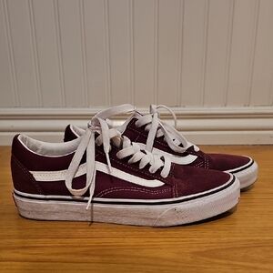 Vans Maroon and White Sneakers